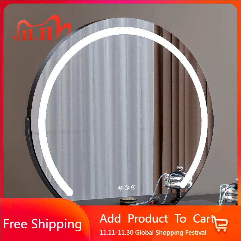 

Makeup Light Mirror Funky Art Modern Korean Style Cosmetics Mirror Dressing Table Round Dressing Spiegel Wand Home Decorations
