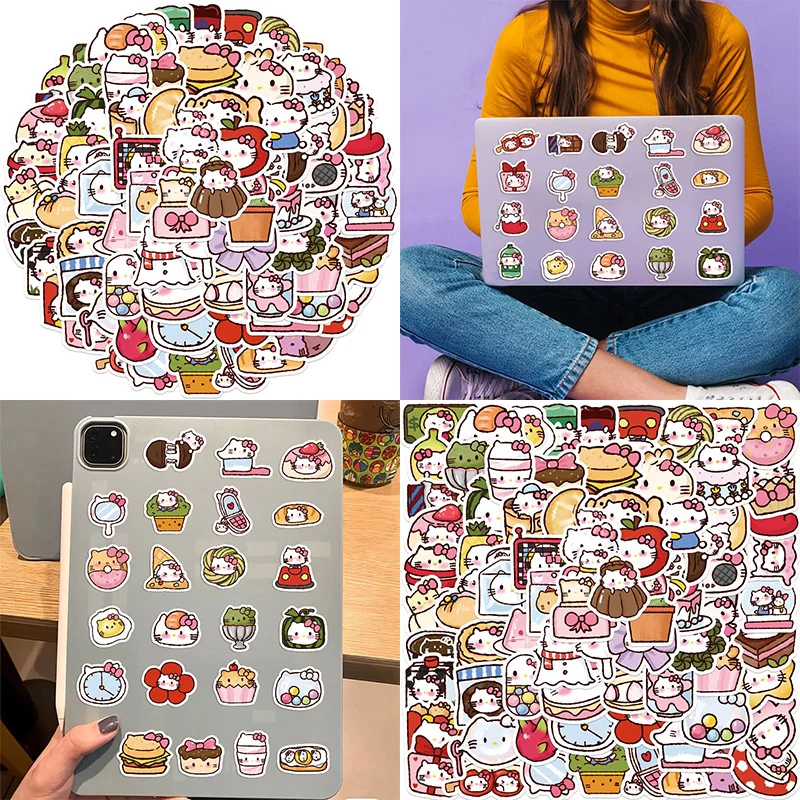 

90 шт. Sanrio Hello Kitty детские наклейки персонажи аниме могут украсить гитару, ноутбука, багажа, холодильника, водонепроницаемая наклейка