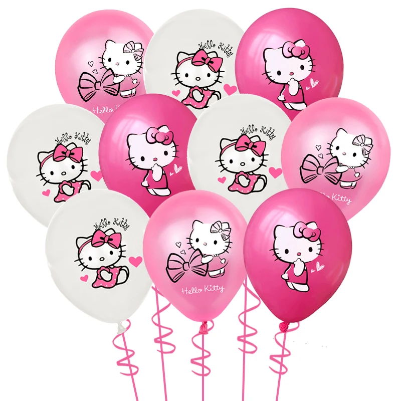 Cartoon Hello Kitty Theme Birthday Party Decor Supplies Kawaii KT Cat Latex Balloons Animal Balloon Baby Shower Kids Toys Gifts