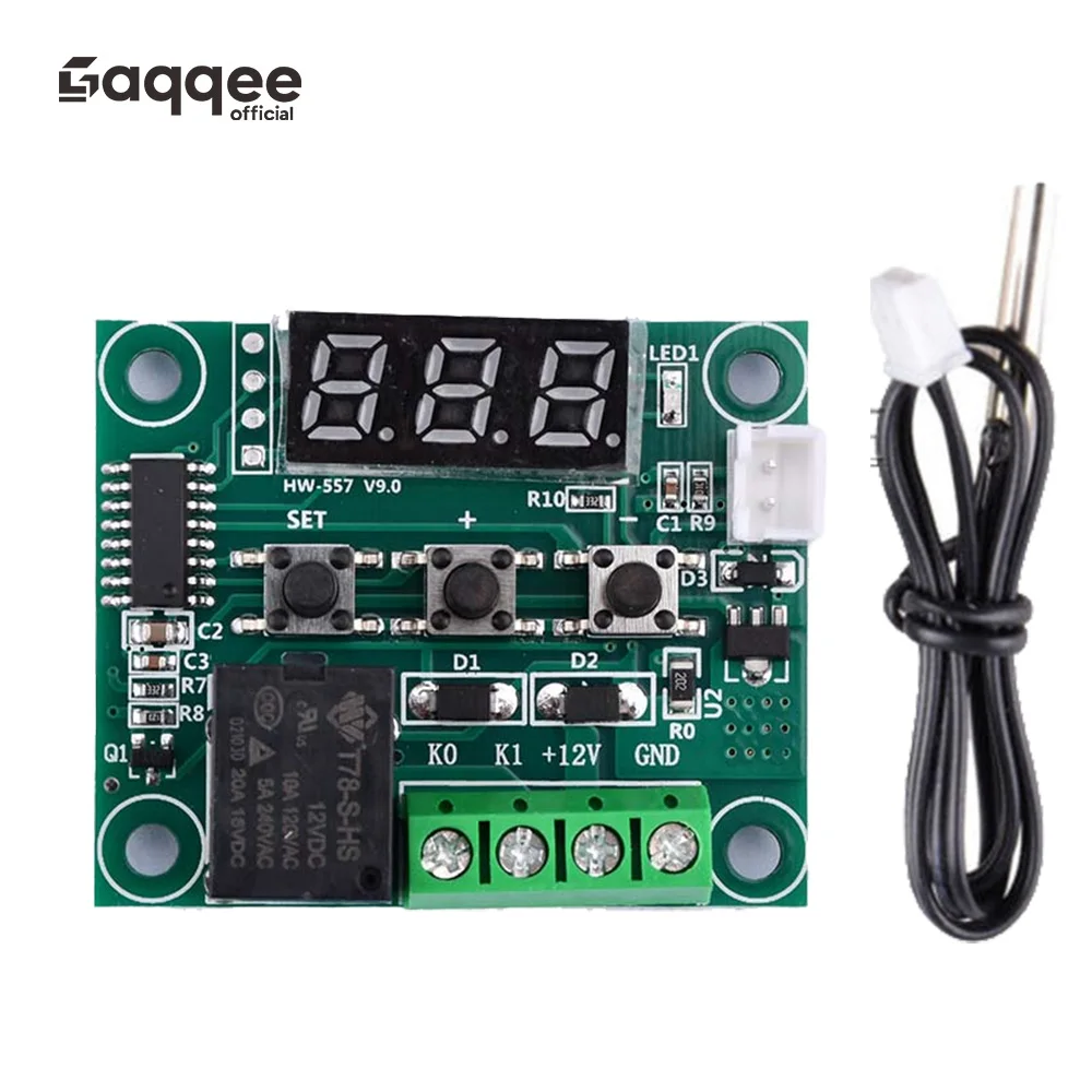 W1209 LED thermostat 12V NTC temperature controller -50-110°C temperature control Switch relay output blue display with cable