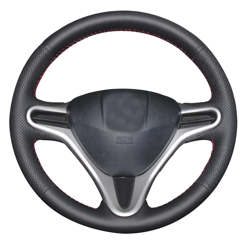 

Black Genuine Leather Hand-Stitched Car Steering Wheel Cover For Honda Fit City 2009-2013 Jazz 2009-2013 Insight 2010-2014