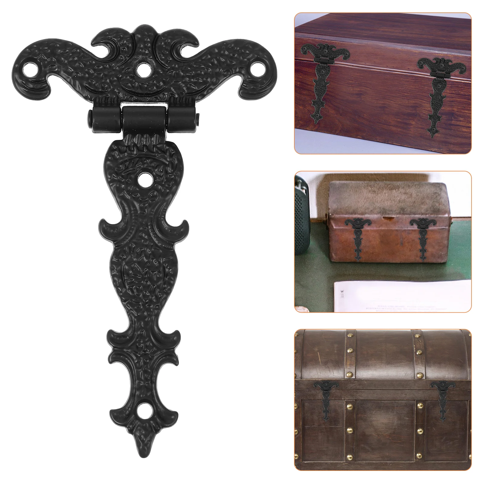 

4 Pcs Black Vintage Hinge Decorations for Wooden Box Accessories Retro European Style Zinc Alloy Hinges Simple