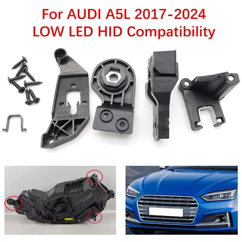 car-headlight-repair-kit-8w6998121-8w6998122-for-audi-a5l-2017-2024-with-screw-low-led-hid-compatibility-bracket-protection-ring