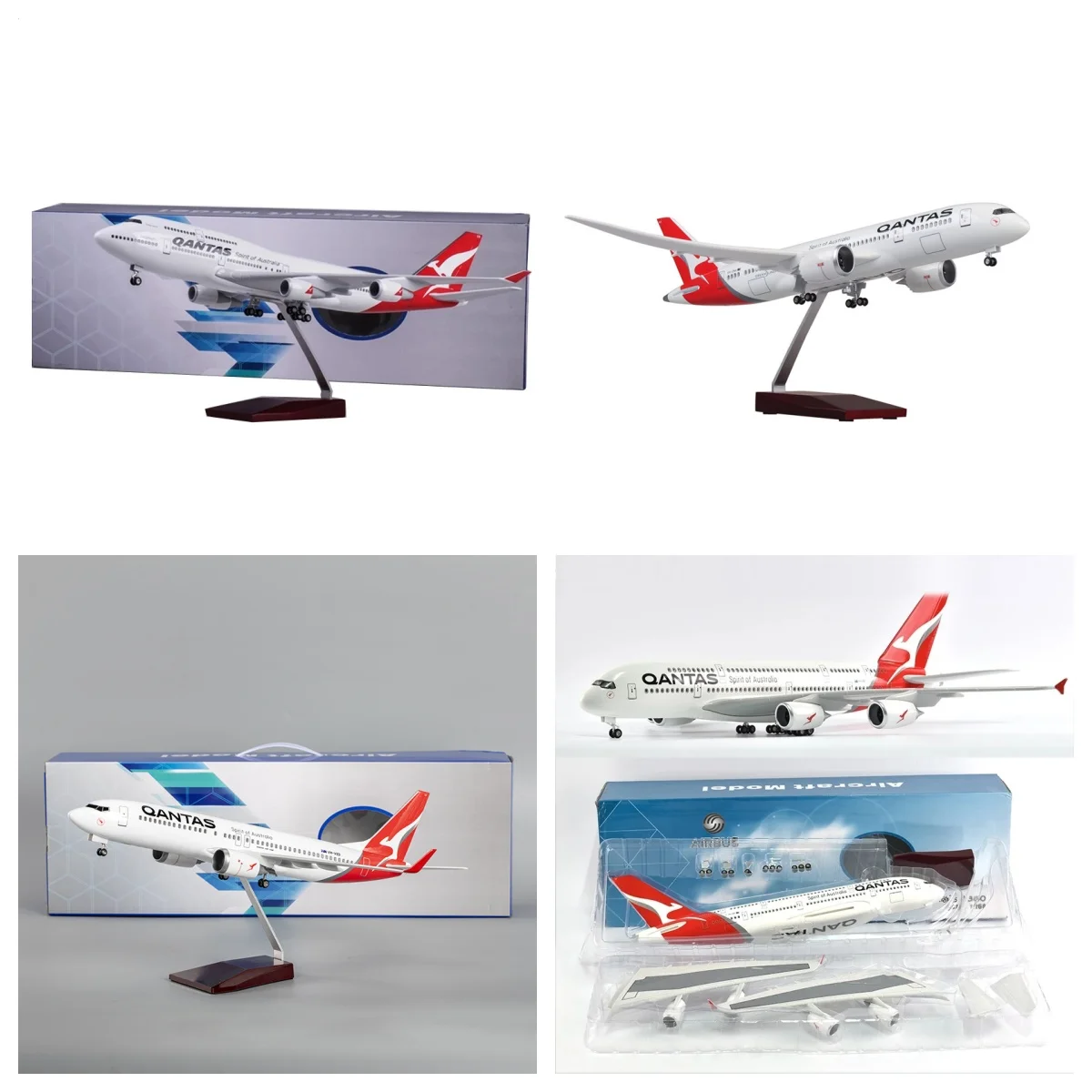 

47CM Miniature Airplane QANTAS Airline Model Toy B787 B737 A380 B747 Scale Aircraft Diecast Resin with Light & wheels Collected