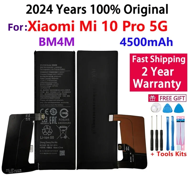 

100% Original 4500mAh Replacement Battery BM4M For Xiaomi Mi 10 Pro 5G 10Pro Genuine Phone bateria Batteries Fast Shipping