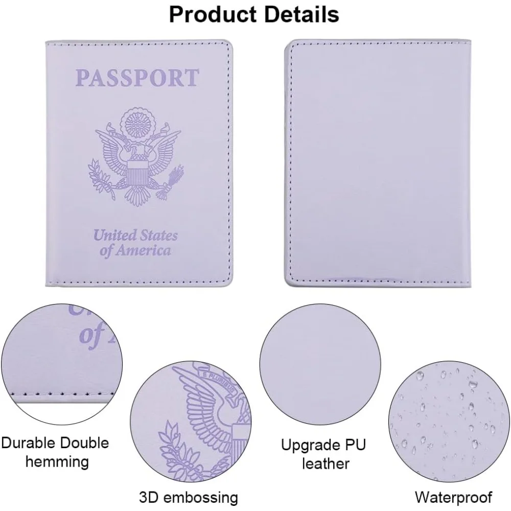 US Shipping Light Purple Passport Holder Cover for Women Men Travel Wallet Protector Case Airport Essentials Must Haves image 4