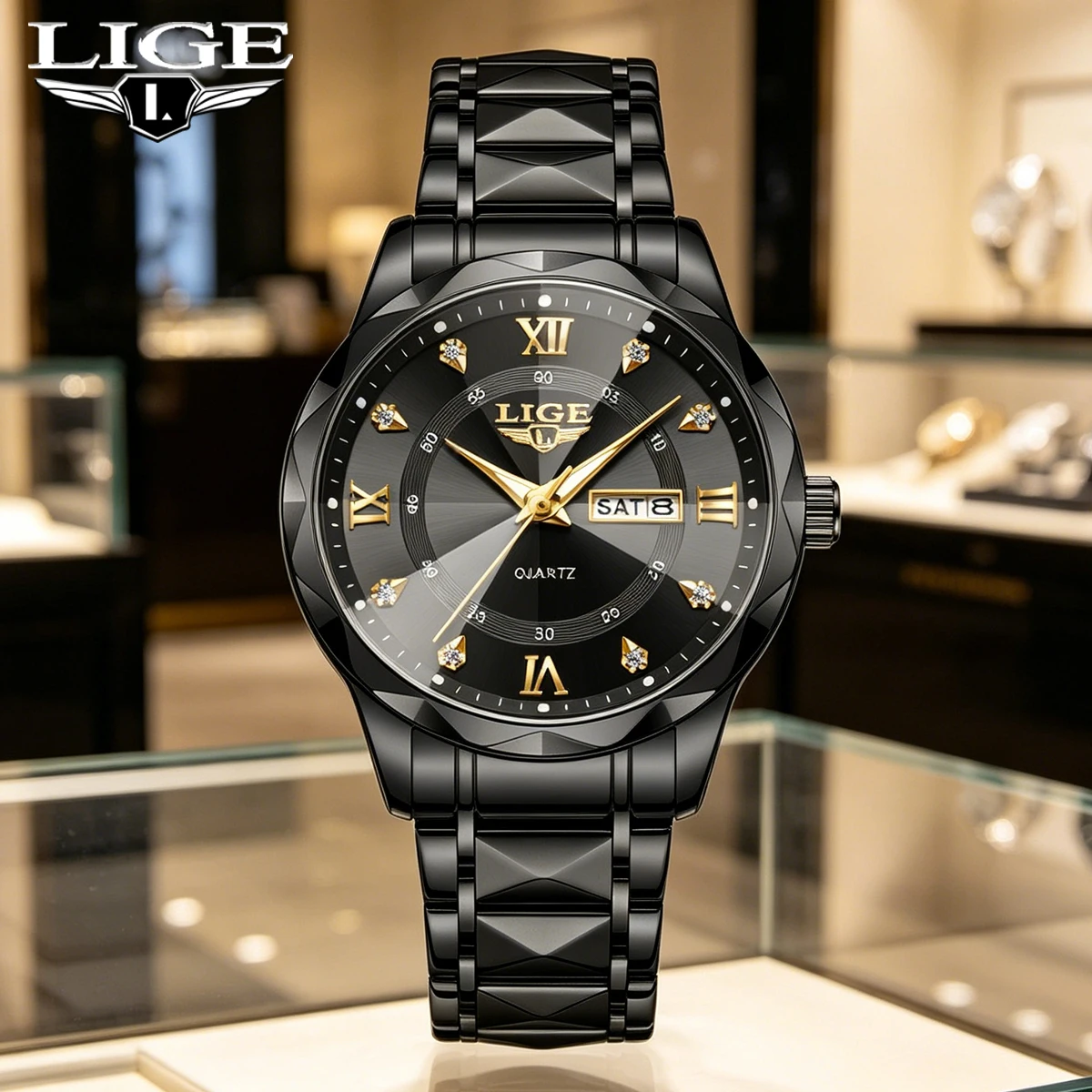 

LIGE Top Brand Luxury Man Wristwatch Waterproof Luminous Date Week Men Watches Stainless Steel Quartz Men's Watch Male reloj