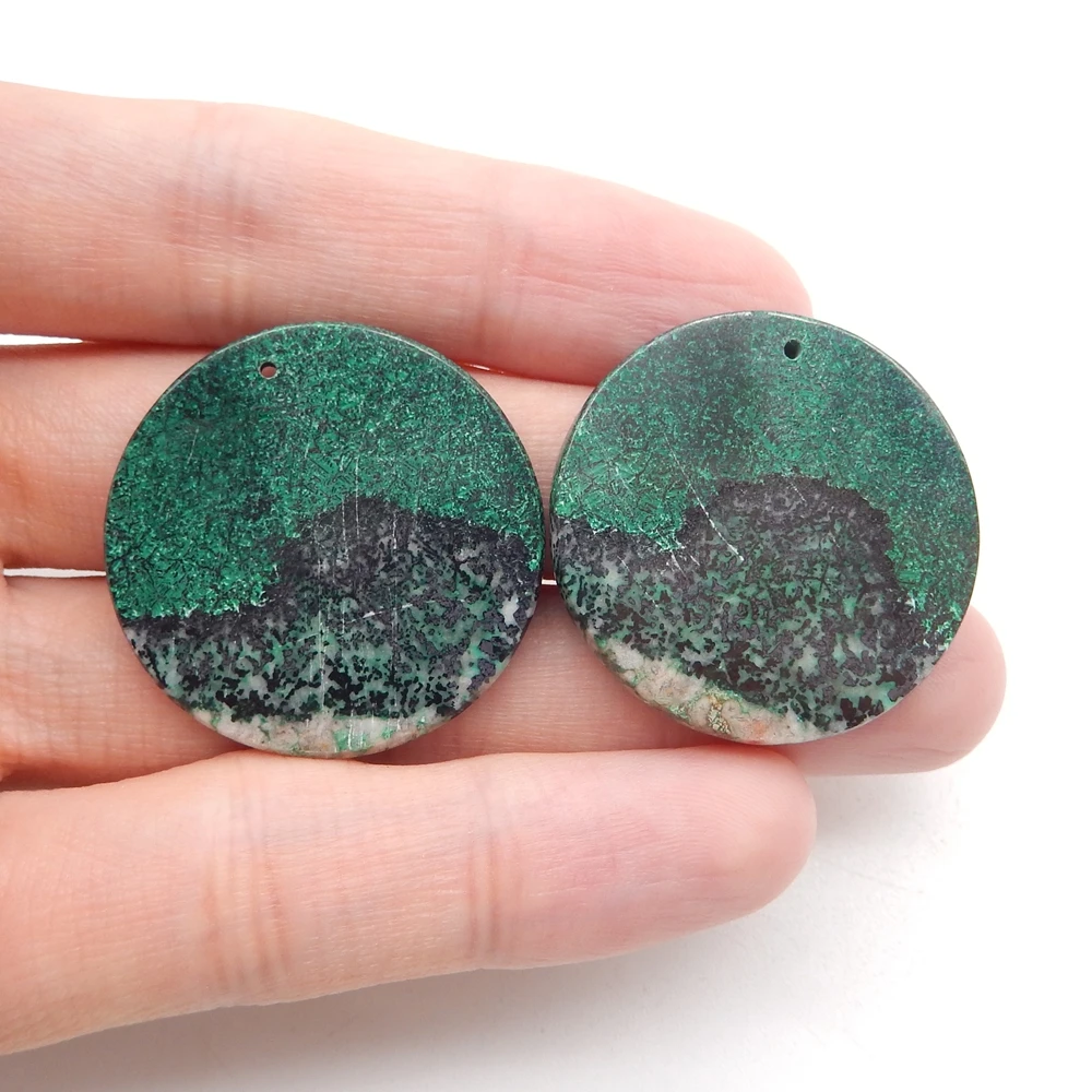 

Natural Chrysocolla Round Earring Beads For Womens,Gift DIY Semiprecious Stone Jewelry Accessories
