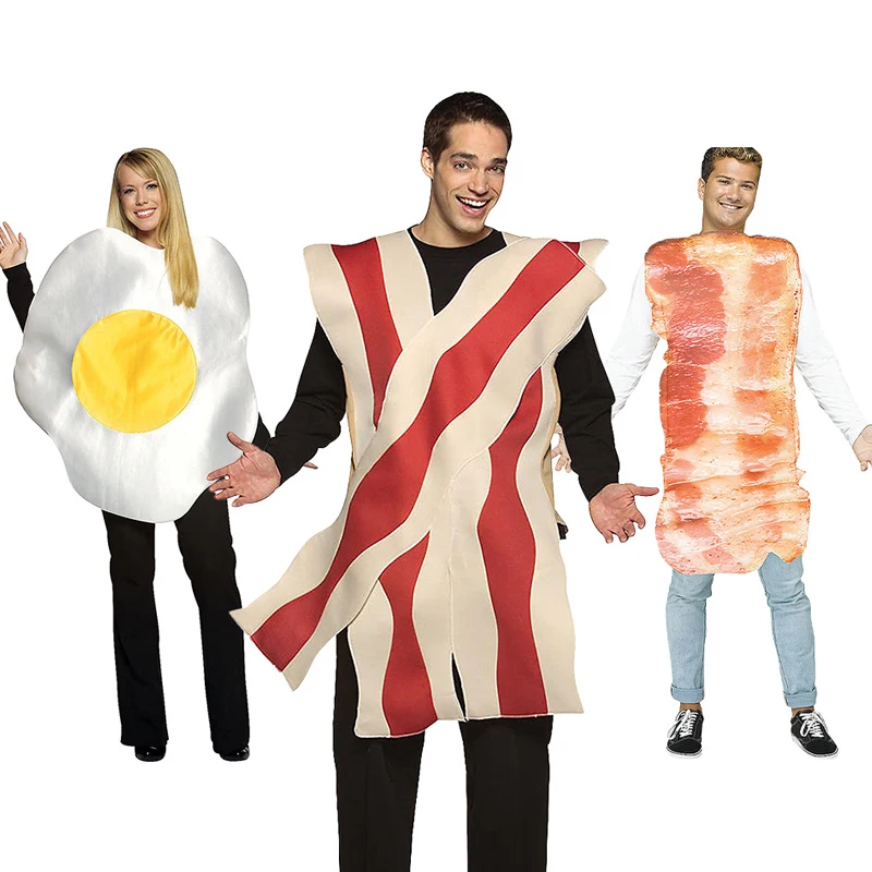 Divertido Disfraz de Fruta y Verdura, Mono Unisex con Estampado 3D de Esponja, Carnaval, Tocino, Huevo Poché, Disfraz para Fiesta, Cosplay