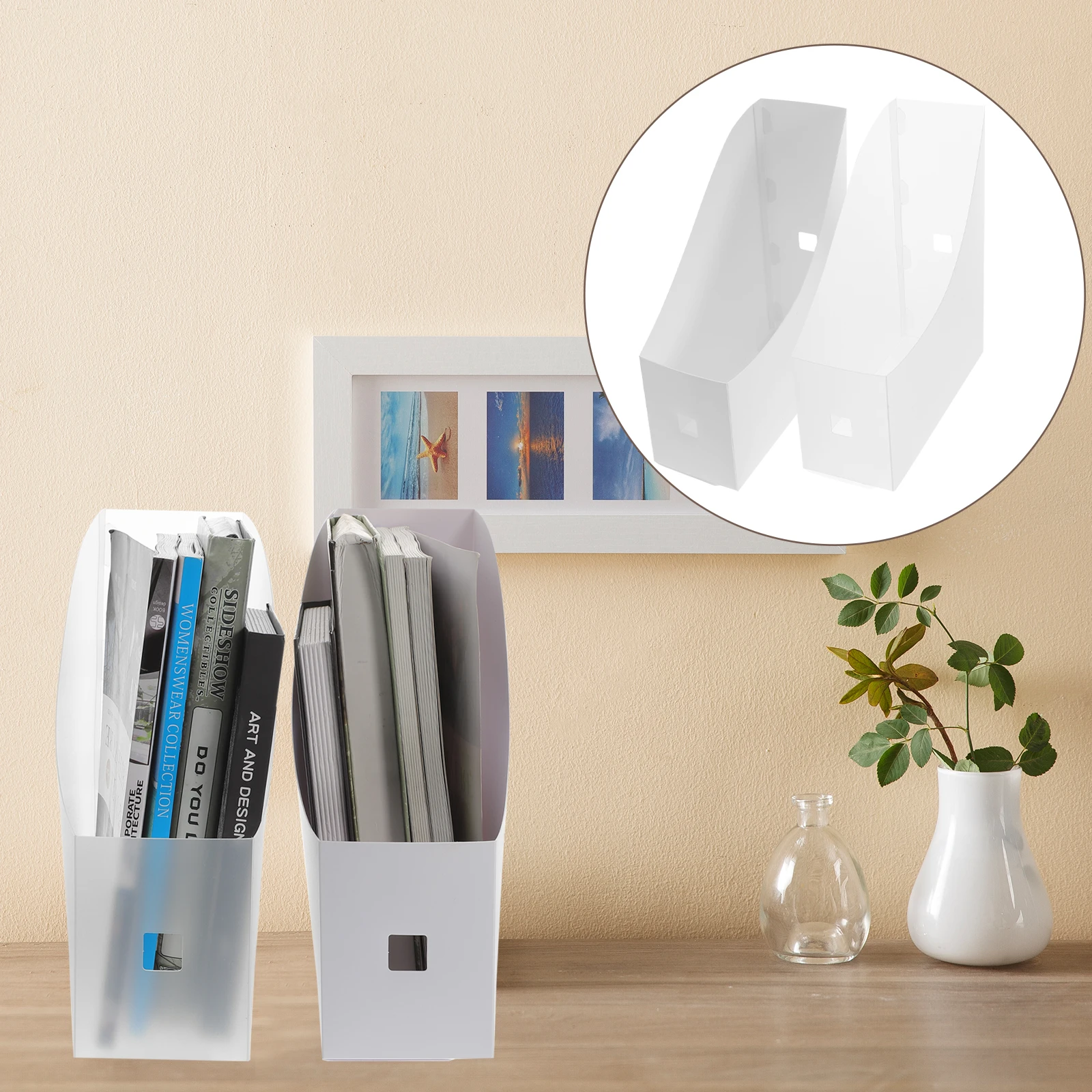 

2Pcs Desktop Magazine File Holder Organizer Document Storage Rack File Folder Storage Box Office Accessories
