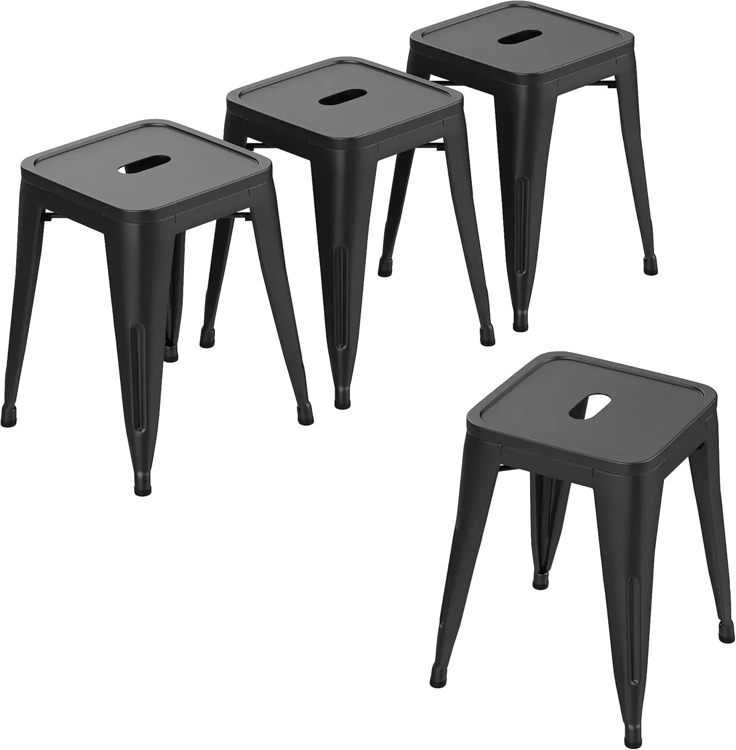 

Home Industrial Metal Barstools Classroom Stools Short Stools [Set of 4] Stackable for Indoor/Outdoor 18" Dining Chair