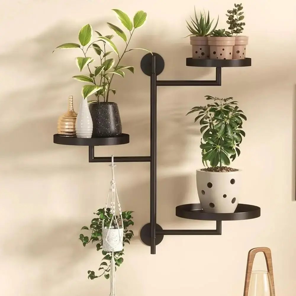 

Green Plant Potted Rotating window plant stand Waterproof Creative Metal plant frame Simple Three layers of plant support