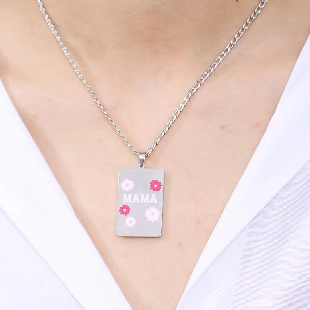 

Ожерелье из нержавеющей стали с промасленным именем и жетоном, персонализированная эмаль, позолоченный квадратный кулон 18 карат, лучший подарок на день рождения для женщин