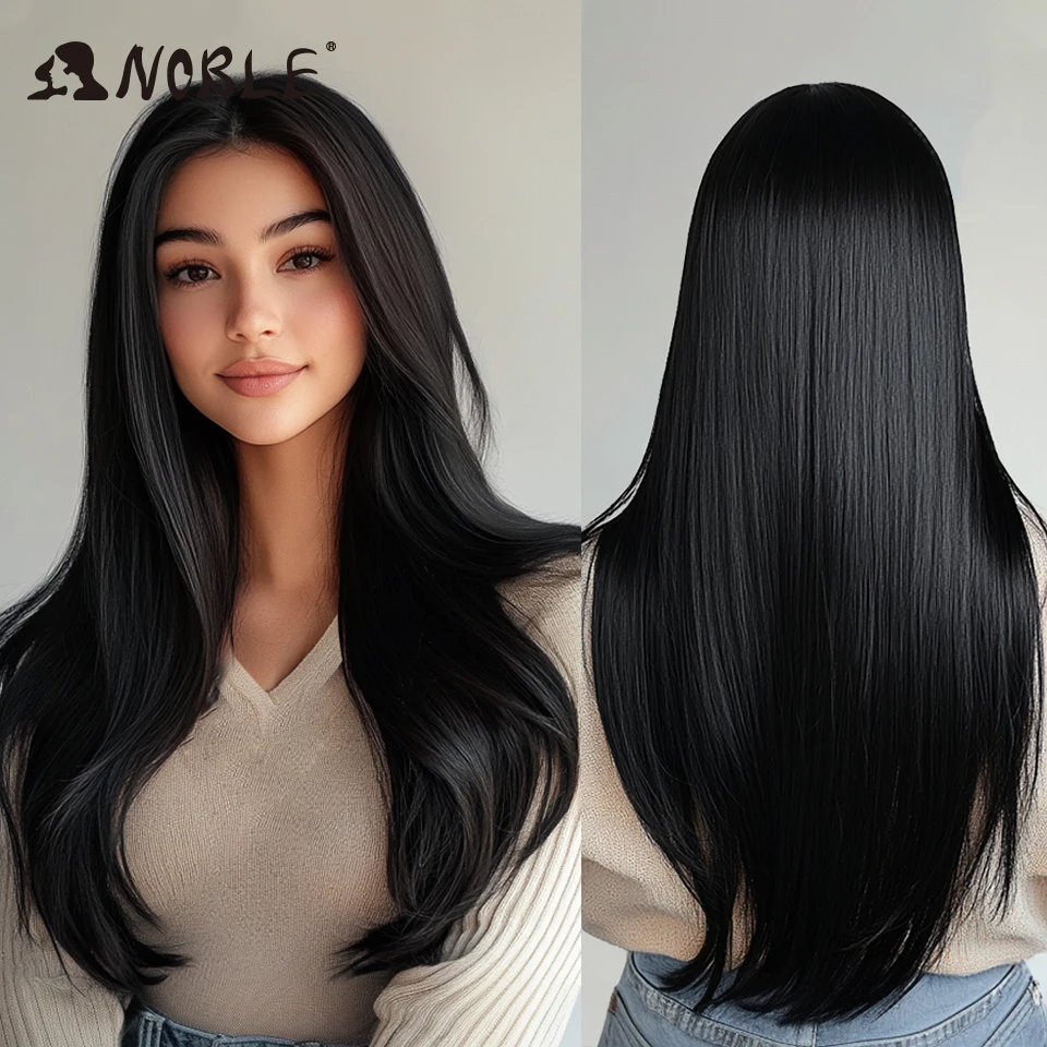 

Noble Synthetic Wigs For Women Long Straight Wig With Bangs White Burgundy Ombre Brown Wig Heat Resistant Fiber Cosplay Wigs