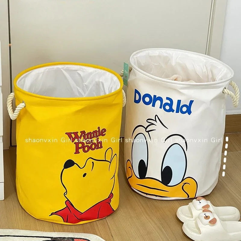 Cesta de lavandería plegable de tela de Winnie The Pooh de Disney, cestas de almacenamiento de ropa, organizador de juguetes, cesta de almacenamiento para el baño del hogar