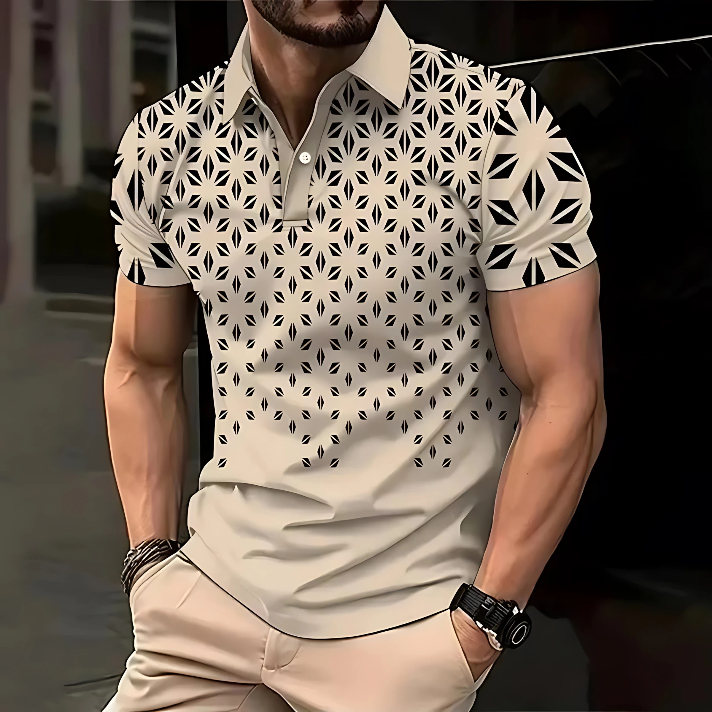 2026 Summer Men's Polo Shirt - 3D Printed Design Breathable Lightweight Stylish and Fashionable Outdoor Men's Clothing