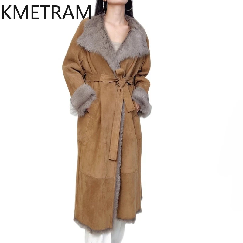 

Natural Goatskin Wool Double Faced Fur Jacket Women High Quality Long-style Real Fur Coat Winter Woman Clothing 2025 abrigos
