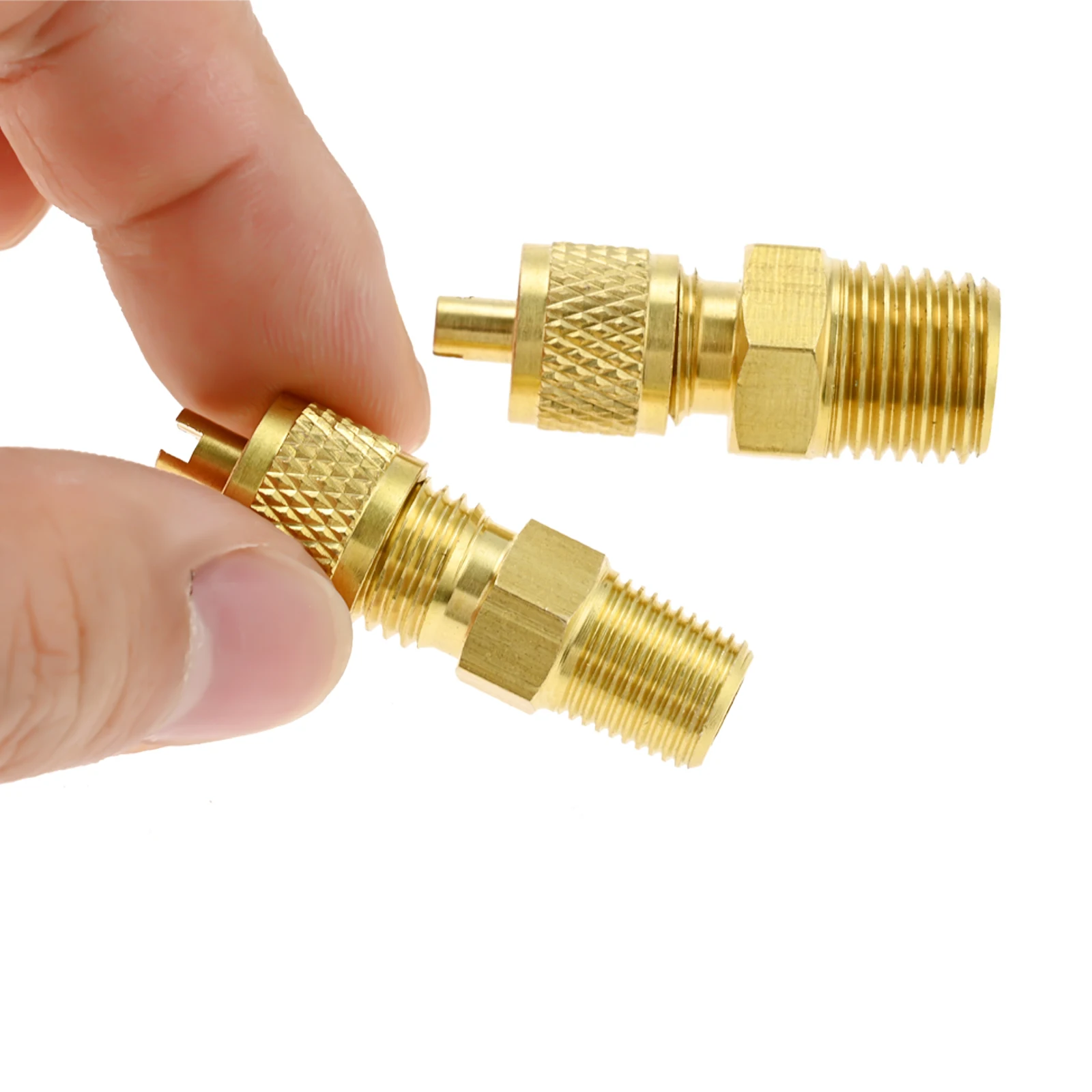 Raccordi per tubi in ottone da 2 pezzi con nucleo valvola da 1/4 SAE a 1/8NPT 1/4 SAE a 1/4NPT per compressore di refrigerazione del condizionatore d'aria