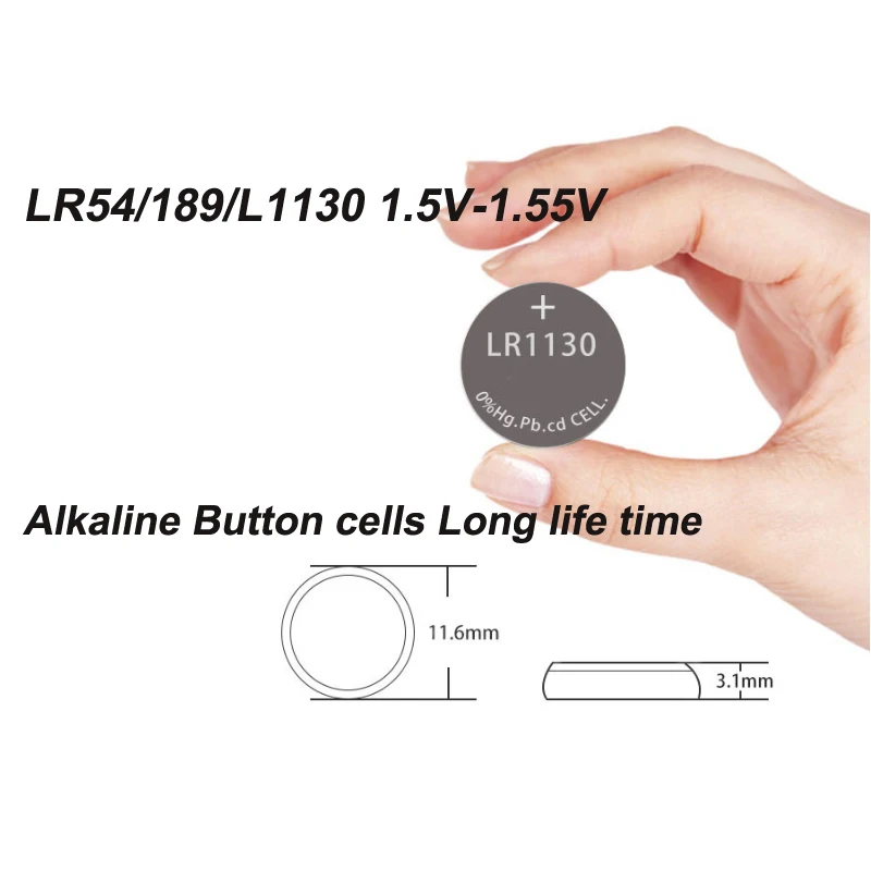 10PC/20PC 0%Hg 1.5V AG10 Button Cell Batteries LR1130 1130 389A LR54 L1131 Battery Replace SR1130 G10 SR626SW Watch Battery