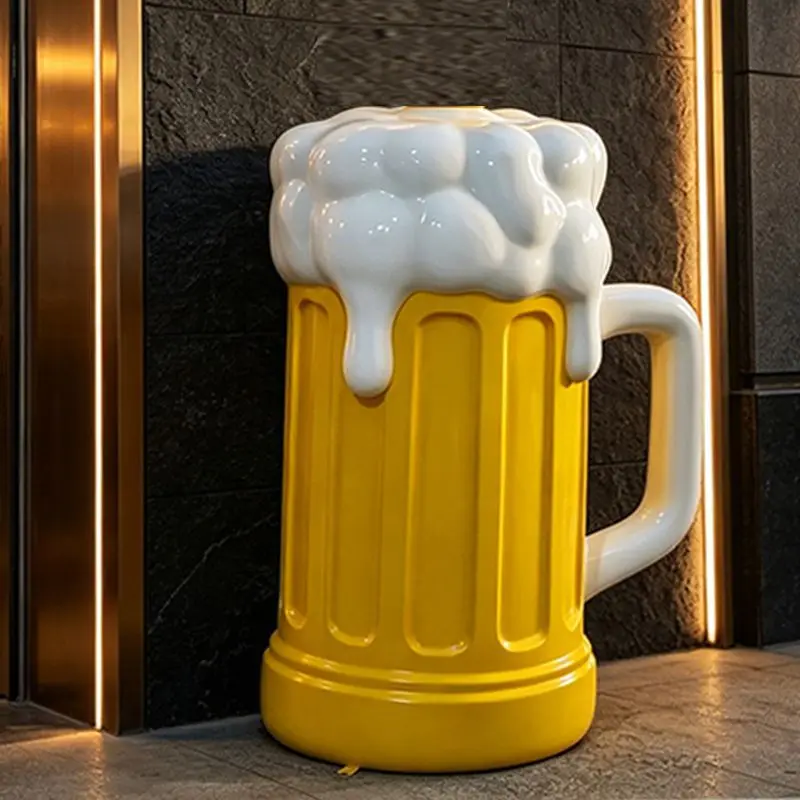Large beer cup floor-to-ceiling sculpture tavern, decorative simulation door head wall-mounted beer bottle ornament bar faucet