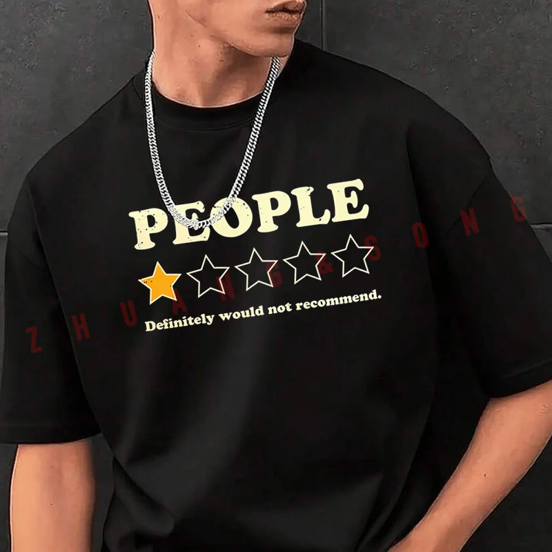 

Tshirt Men Crew Neck Tops People 1 Star Review Design Black New Mens Hip Hop O-neck Tee Shirt Motorcycle Casual T-shirt