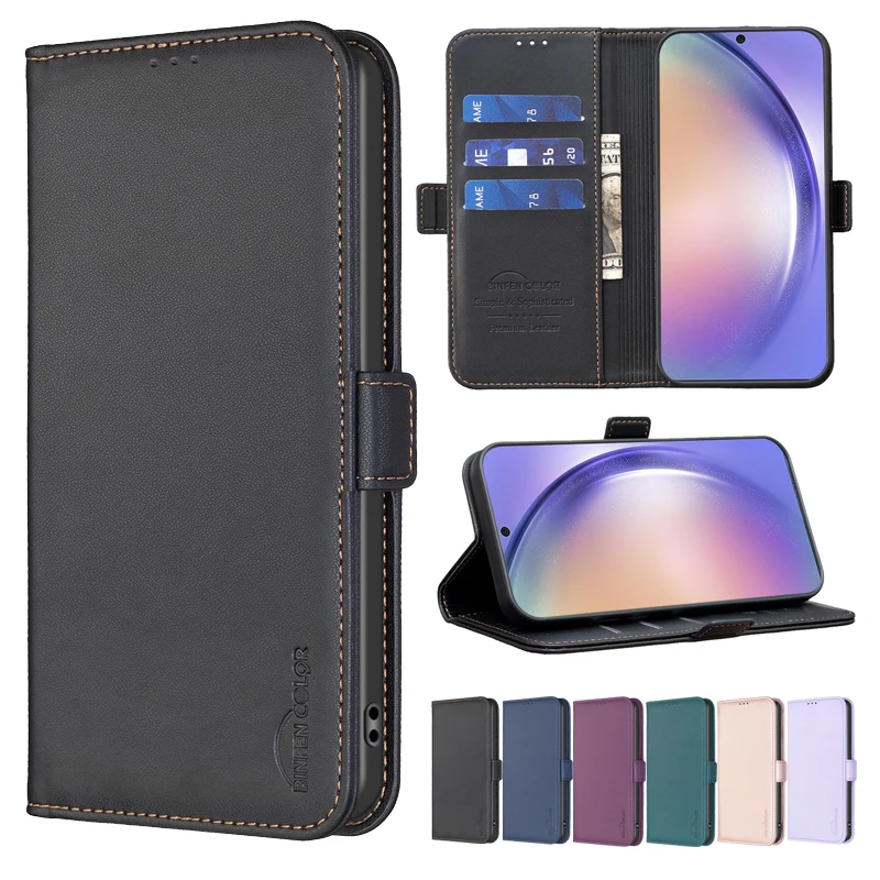 

Wallet Magnetic Buckle Flip Leather Cover For Samsung Galaxy S24 Ultra S23 S22 S21 FE S20 FE S10 S10 Plus S9 A54 A34 A31 A14 A13