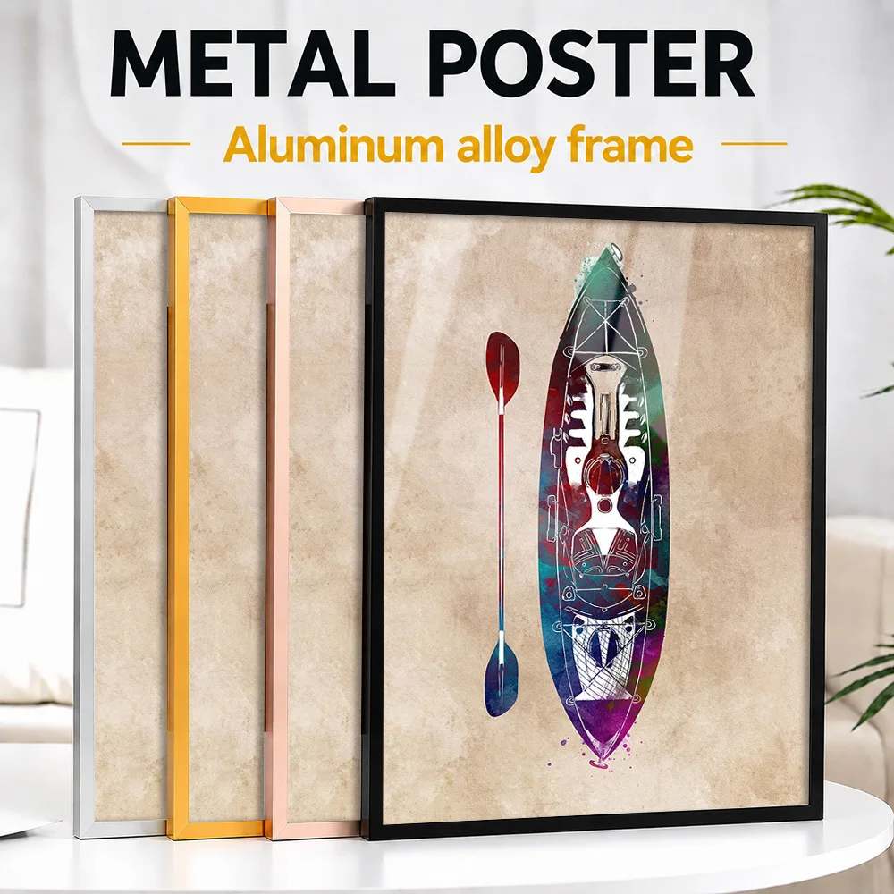 Canoeing Sport Canoei Framed Metal Poster Personalized Photo Bold Outdoor Style Wall Art For Home Office Special Traveler Gift