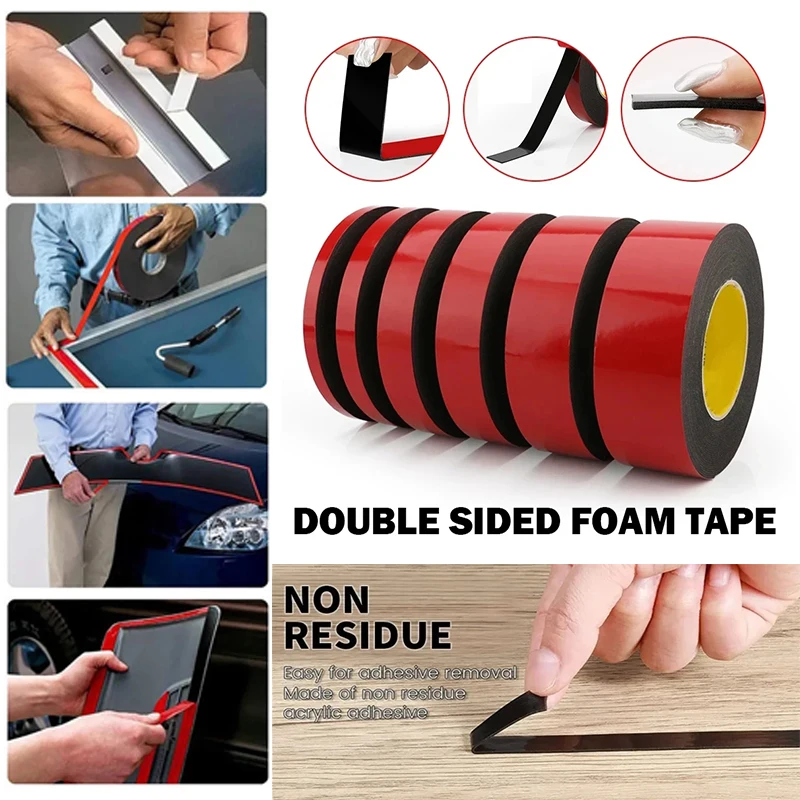 Super Strong Double Side Adhesive PE Foam Tape, Montagem, Fixing Pad, Fita dupla face pegajosa, Acessórios do carro, 25m de espessura, 1mm