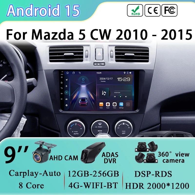 

GPS Navigation For Mazda 5 CW 2010 2011 2012 2013 2014 2015 Android 15 Multimedia Video Player Car Radio Head Unit No 2din dvd