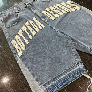 High -waist -waisted american -waist -washed jeans, retro harajuku, large fashion brand jeans, Y2K Goth Punk Shorts 8 Main Sales Men's Bermuda Jeans - №4