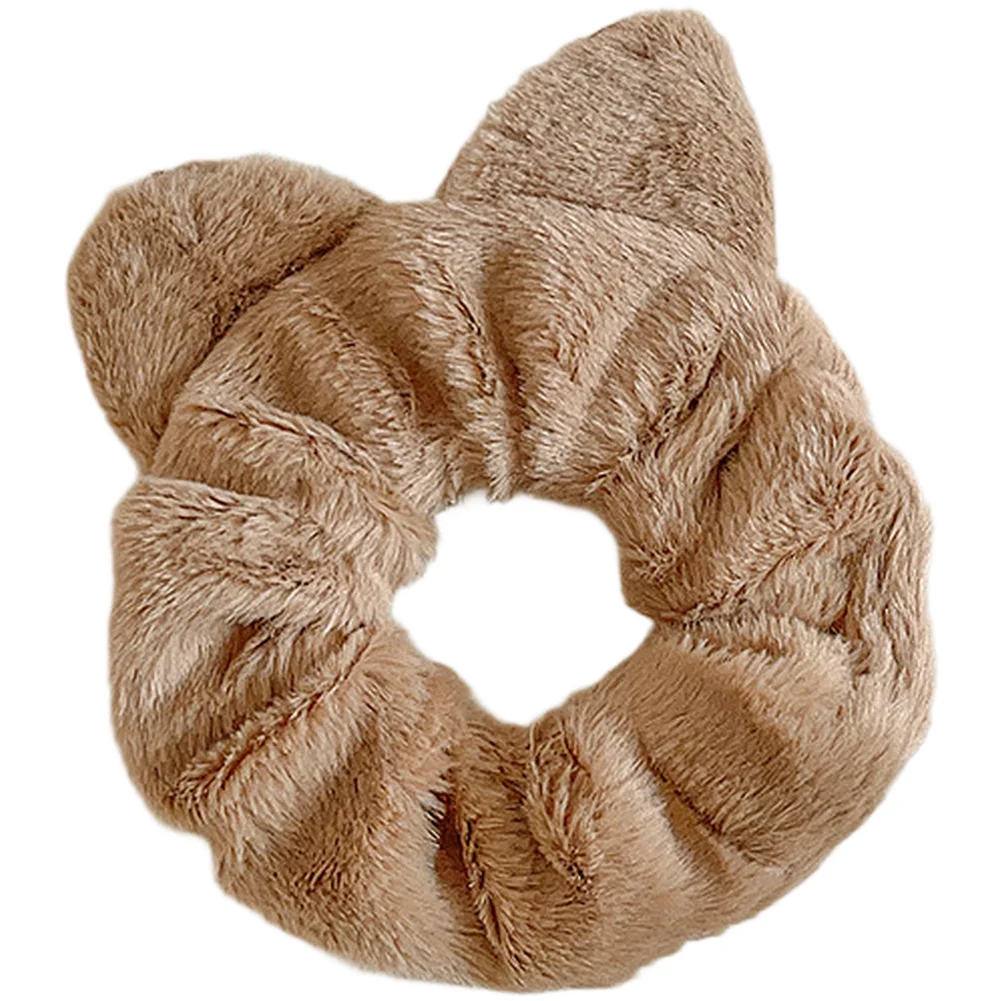 

Fuzzy Hair Tie Cat Ear Hair Tie Soft Plush Fabric High Elasticity Stretchy Band Gentle On Hair No Hair Damage For Ponytails