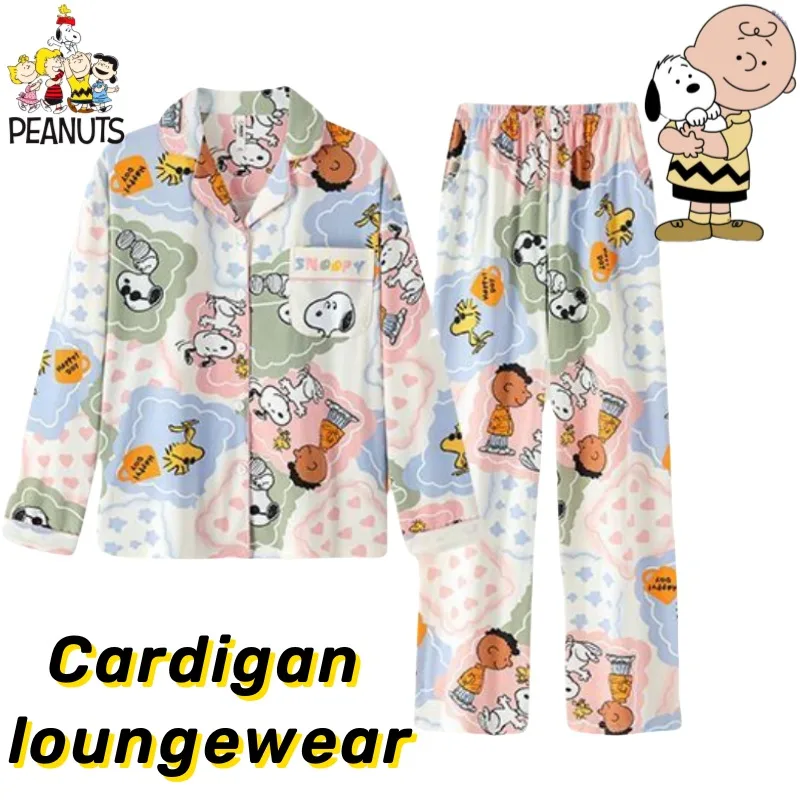Novo amendoim snoopy bidimensional anime periféricos personalidade criativa impressão dos desenhos animados estudante loungewear manga longa conjunto presente
