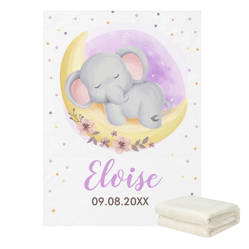 LVYZIHO Sleeping Bear Sleep on Moon nome personalizzato coperta per bambini-30x40/48x60 / 60x80 pollici-coperta in pile