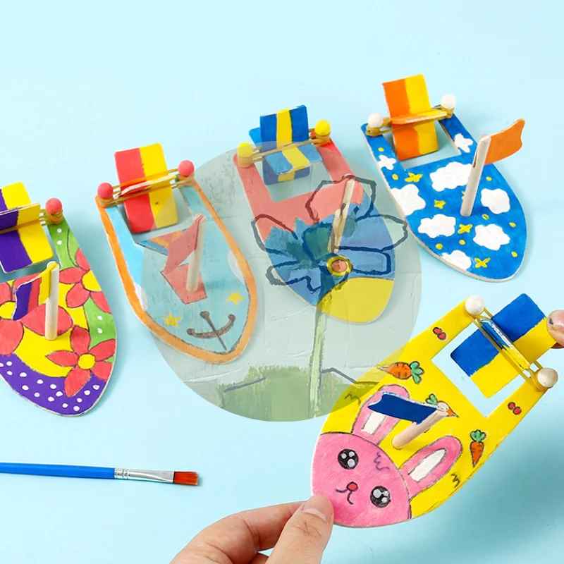 

Деревянная модель лодки ручной работы, игрушка-парусник, набор для творчества своими руками, раскрашенные вручную игрушки для детей, подарки на день рождения