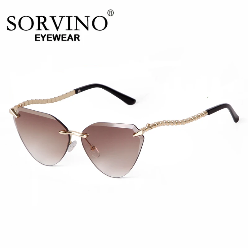 SORVINO-Lunettes de soleil œil de chat pour femmes, célèbre marque de styliste, double lentille de document, nickel é UV400, haute qualité, sans monture