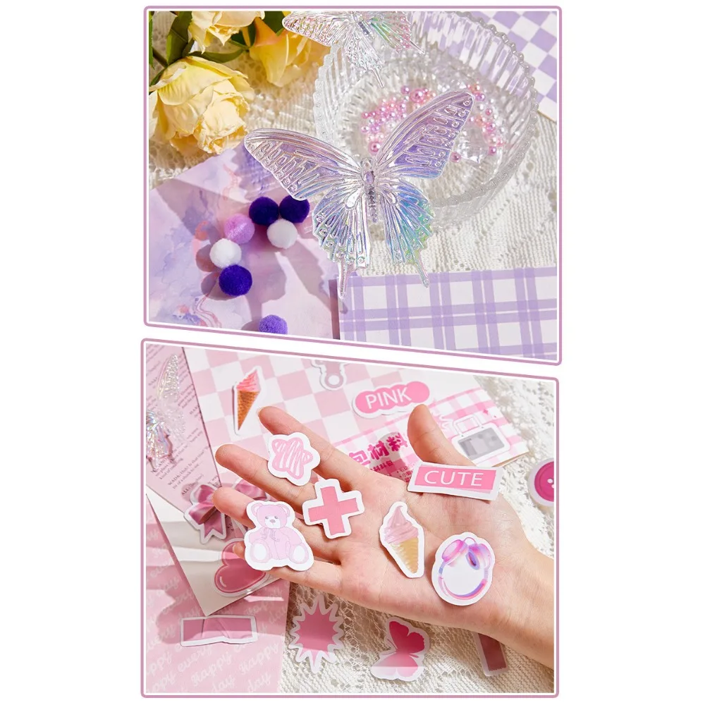 Retro DIY Itabag Insert Material Two-dimensional Paper Stickers Itabag Decor DIY Material Creative Flower Lace Ribbon