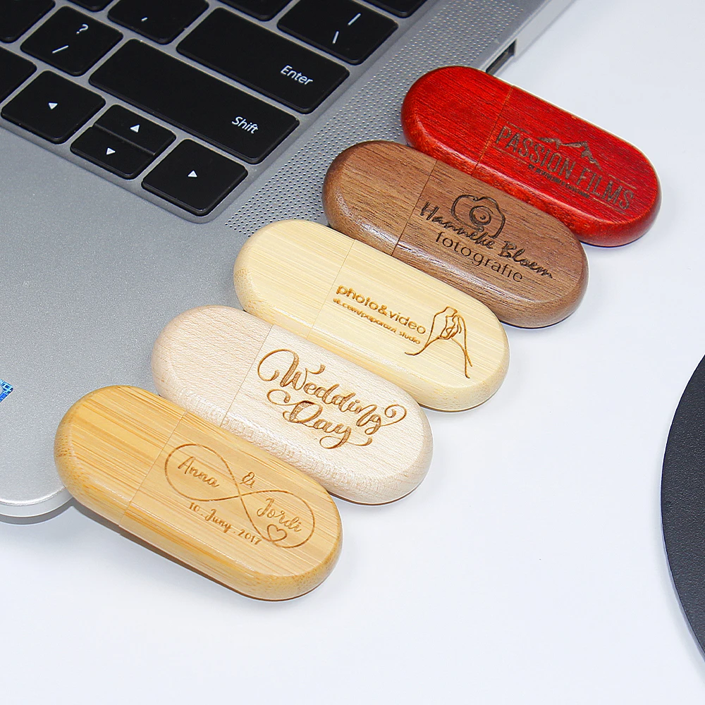 JASTER Wooden USB 2.0 Flash Drives 128GB Free custom logo Pen drive 64GB 32GB with key chain Memory stick Business gift U disk