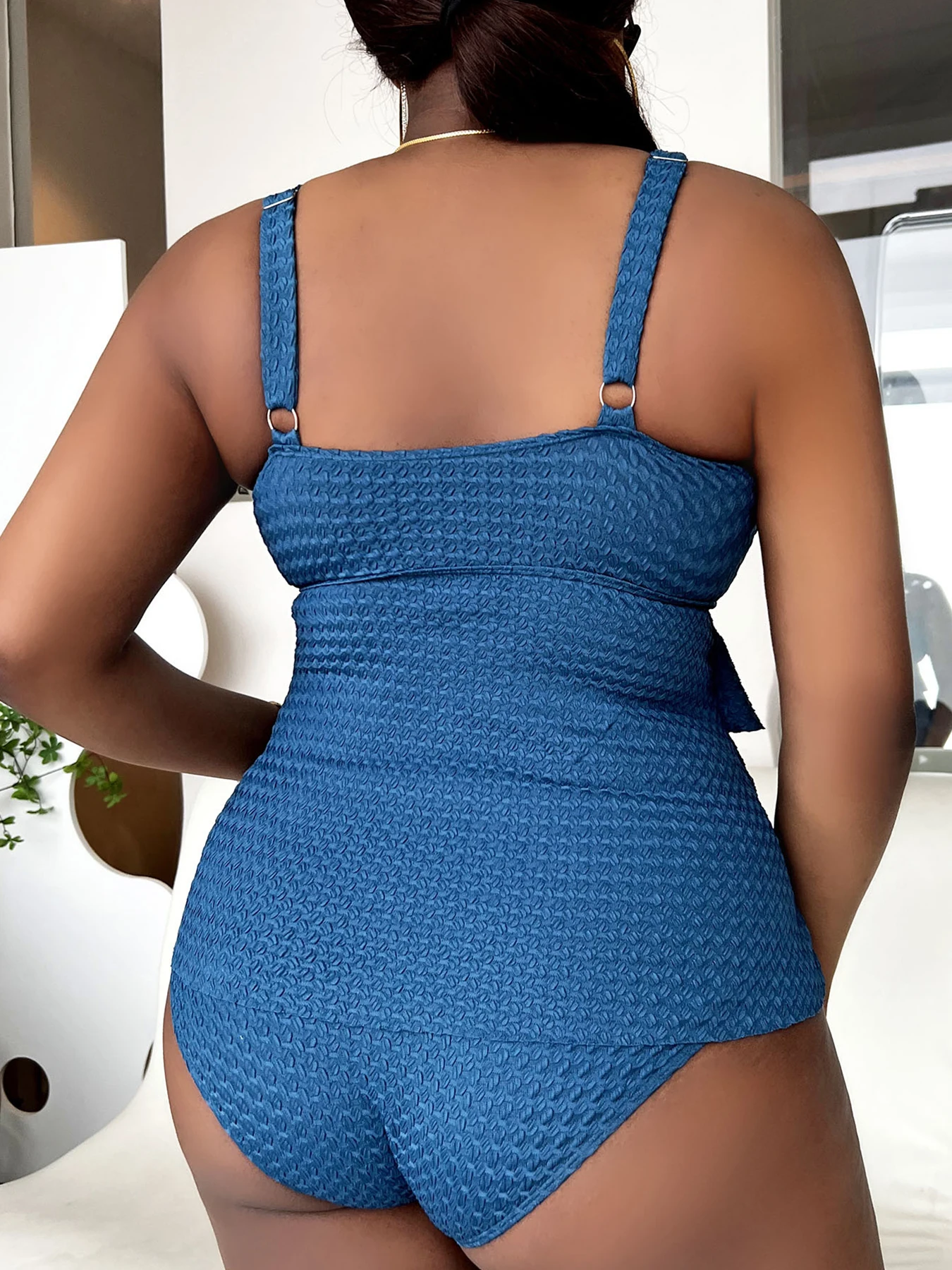 2023 New Ruffle Plus Size Swimwear Women Tankini Swimsuits V-Neck Swimsuit Female Two Pieces Bathing Suit Summer Beach Wear Swim