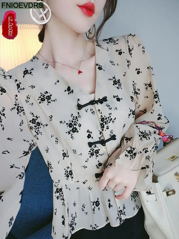 New Year Shirt 2024 Women Spring Elegant Office Lady Casual Button Shirts Retro Vintage Cute Ruffles Peplum Tops Blouses