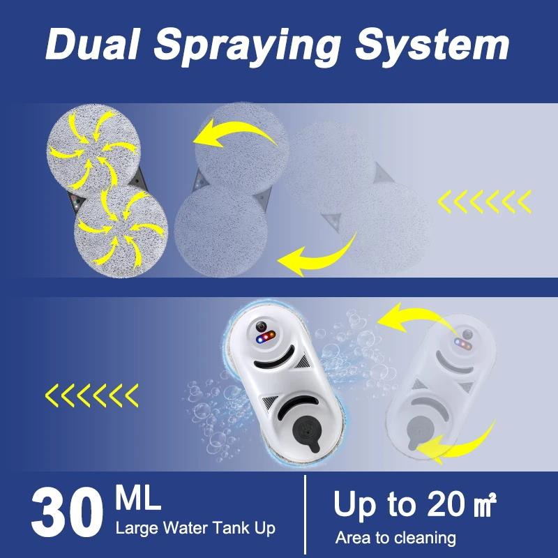 2025 New Custom Glass Window Cleaner Robot  Fix Working No Water Alarm Function Smart Cleaner Vacuum Wash Machine