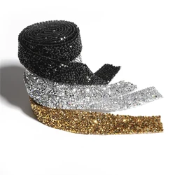 1 Yard 1/1.5/2/3cm Wide Rhinestone Chain Ribbon Crystal Strip Trim Back With Adhesive Clothing Sewing Accessories Decor Supplies
