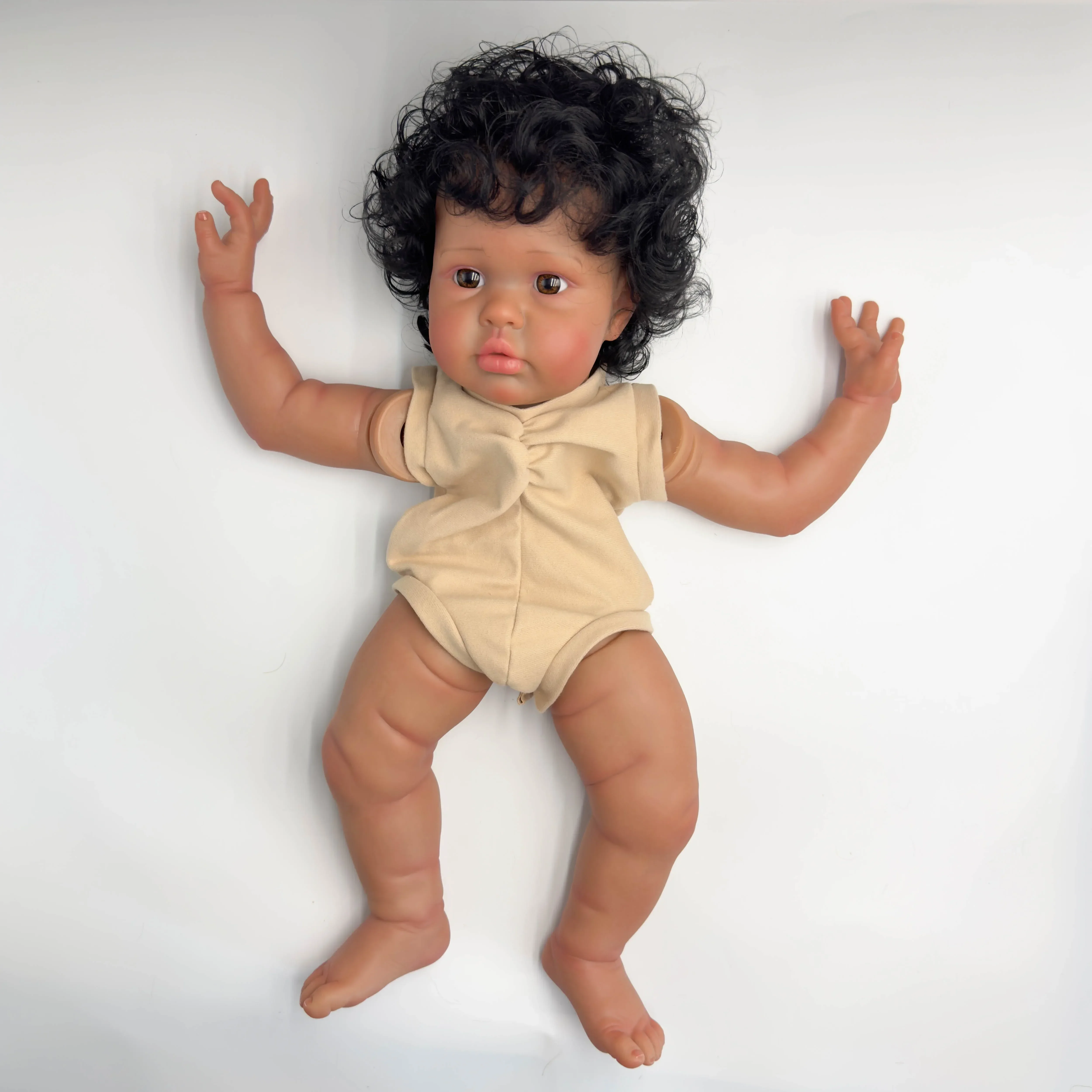 SINO-BB 24inch Ellie Lifelike Reborn Doll kit painted Doll kit Doll parts with Curly Black hair