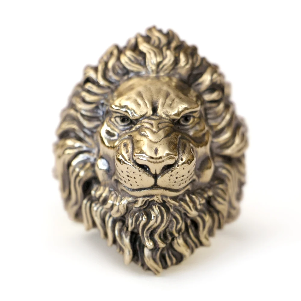 Huge Heavy Brass Angry Lion Ring Punk Animal Jewelry BK383 Open US Size 8~15