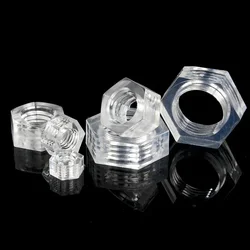 10/50pcs M2 M2.5 M3 Acrylic PC Transparent Hex Nut Polycarbonate Hexagon Locking Nuts For Lighting Lamp Installation Screws Cap