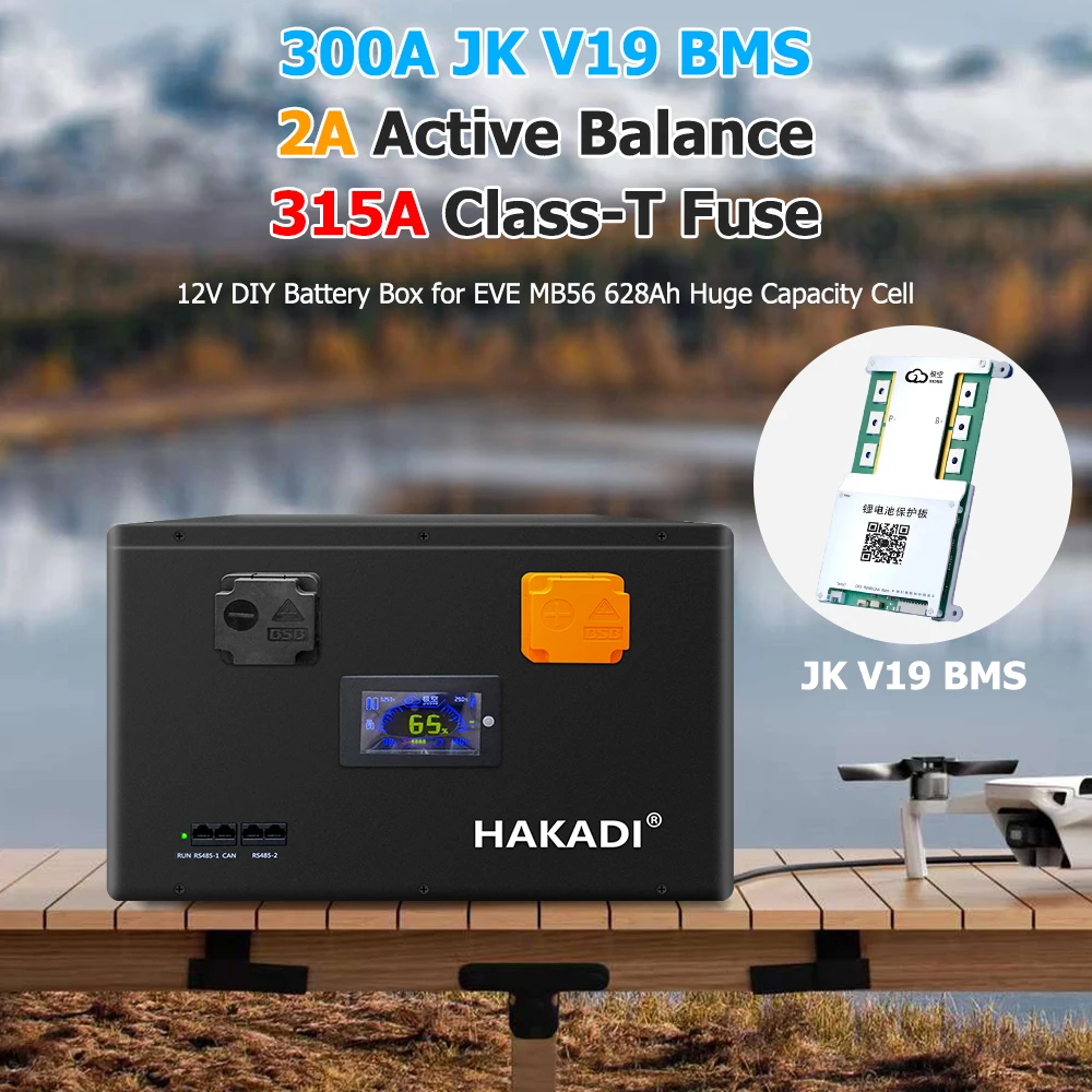 

HAKADI 4S 628A DIY BOX с 300A Smart BMS для EVE MB56 Аккумуляторная батарея DIY 12 В 628 Ач для лодки солнечной системы