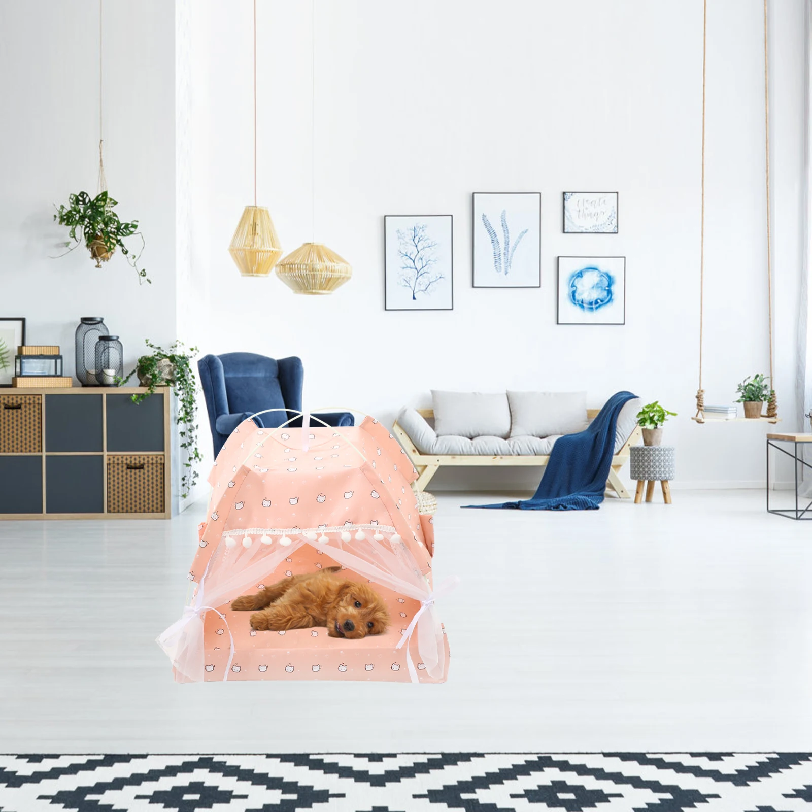 1Pcs Haustier Zelt Faltbare Komfortable Stoff Halb Geschlossen Indoor Outdoor Haustier Schlafen Nest Hund Katze Haus