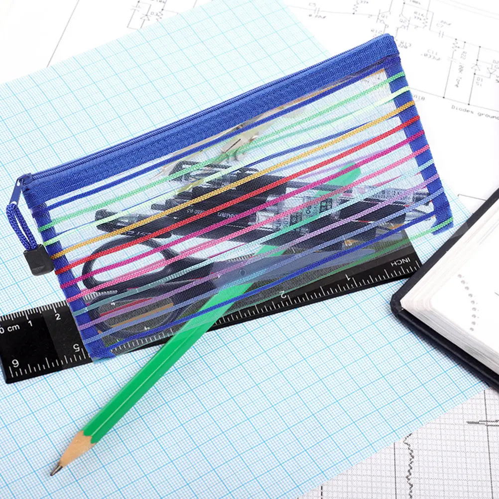 

8Pcs Large Pencil Bag Bright Color Simple Zipper Cash Bag Multi-Use Pen Storage Holder for School Office Travel tickets