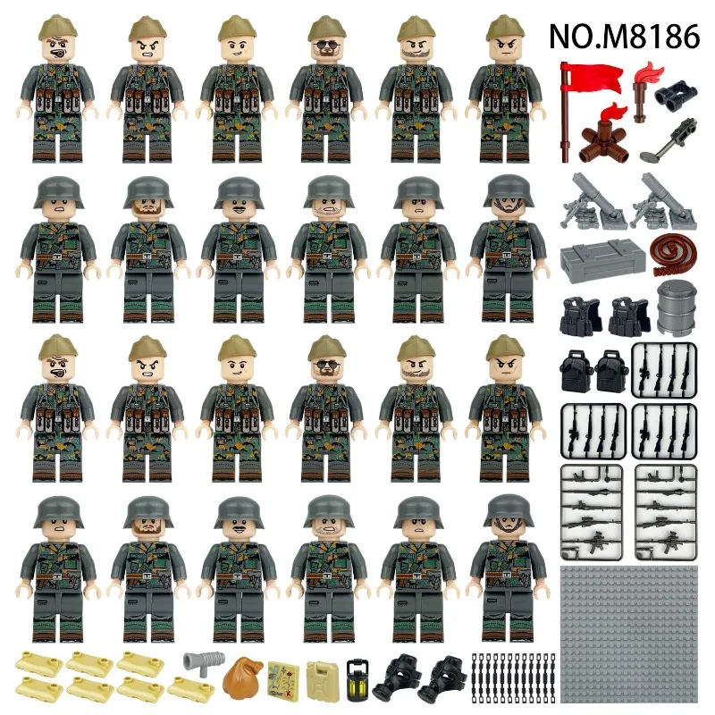 

Немецкие полевые войска: миниатюрные конструкторы для детей, оптовая продажа, сборные игрушки из мелких деталей, базовая пластина Meigao