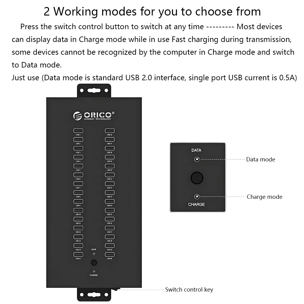 Portable ORICO 30 Port Splitter Industrial Grade USB Hub Converter with 300W Power Supply for Mobile Phone Multi Port Charging