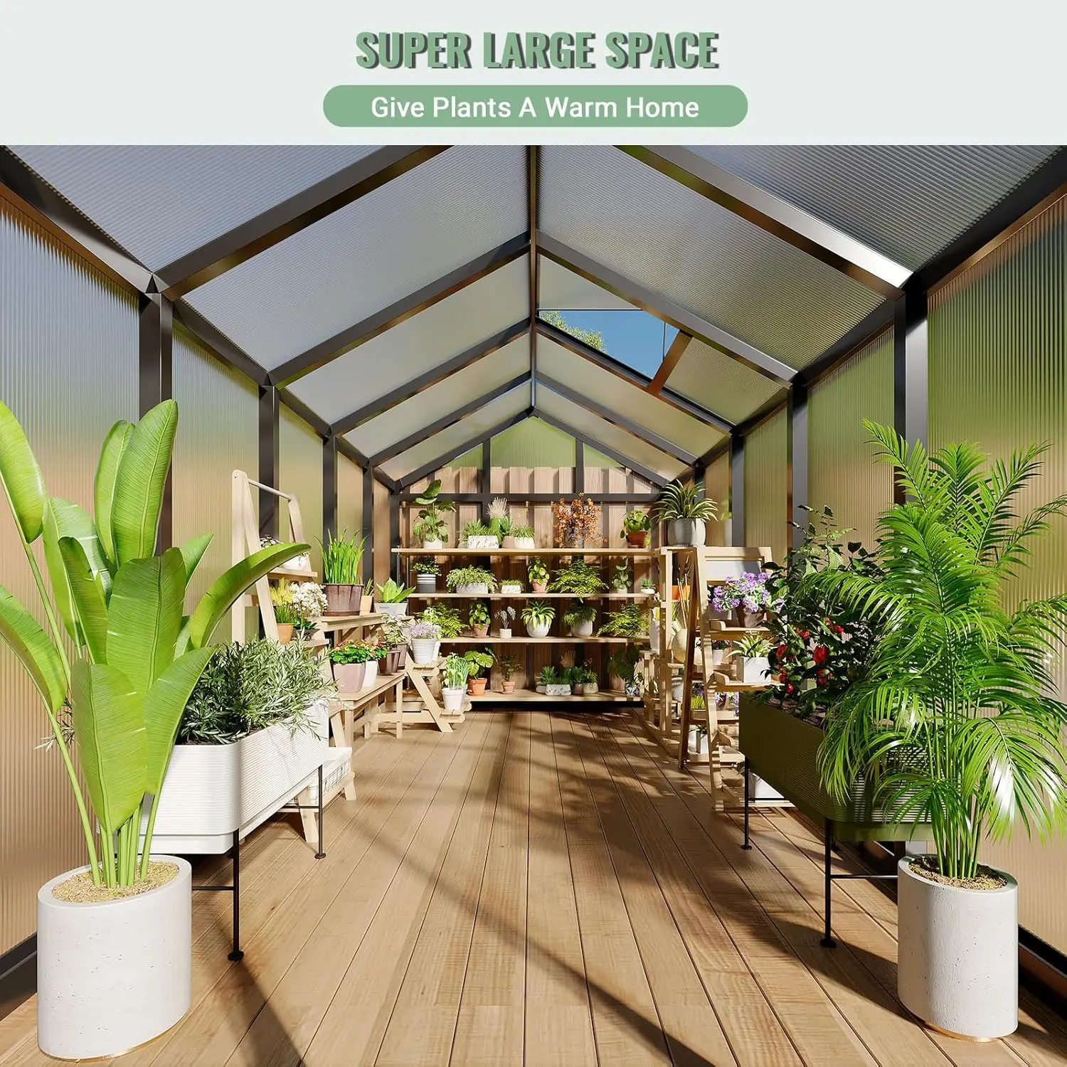 دفيئة 6 × 10 أقدام، دفيئة للخارج، دفيئات من البولي كربونات مع إعداد سريع #3